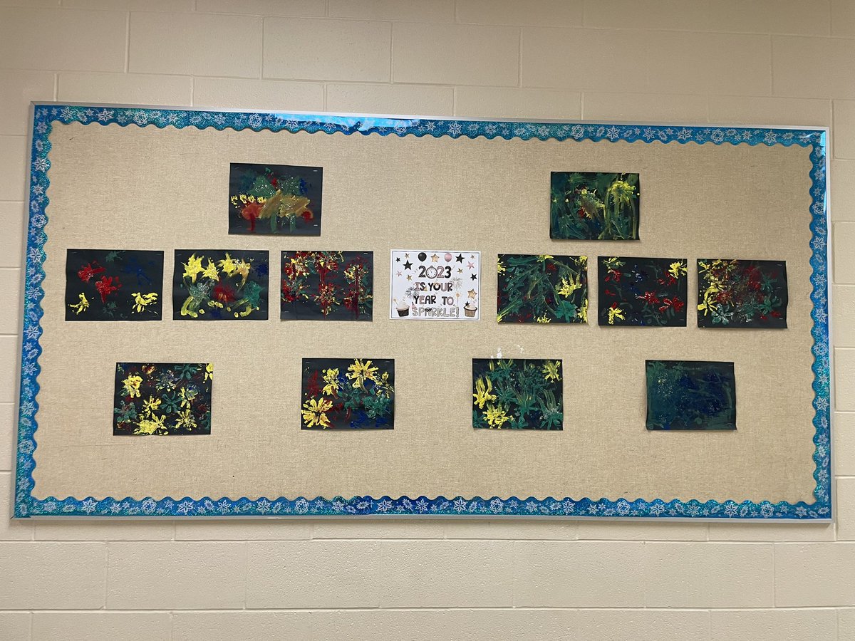 frdoucet_ccsd's tweet photo. Happy New Year!  Kindergarten enjoyed creating fireworks with cut up paper tubes and paint. They especially loved sprinkling on the glitter at the end! #kinderart https://t.co/eJCoVVZPQa