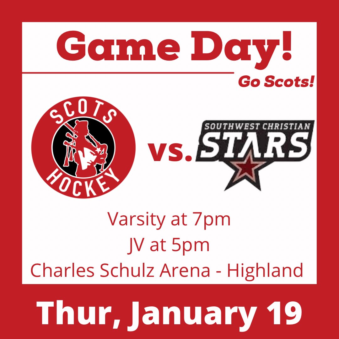 Game Day!  Tonight, the Scots take on Southwest Christian at home.  JV 5:00, Varsity 7:00.  Go Scots!