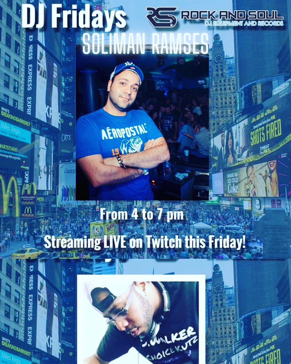 This Friday starting 4pm to 7pm @solimanramses live mix stream along with @whoisbriantechbx22 till 7pm only on @djrockandsoul via #twitch #housemusic #dancemusic #rockandsoul #jackinhousemusic #deephousemusic #soulfulhouse #nyc twitch.tv/djrockandsoul