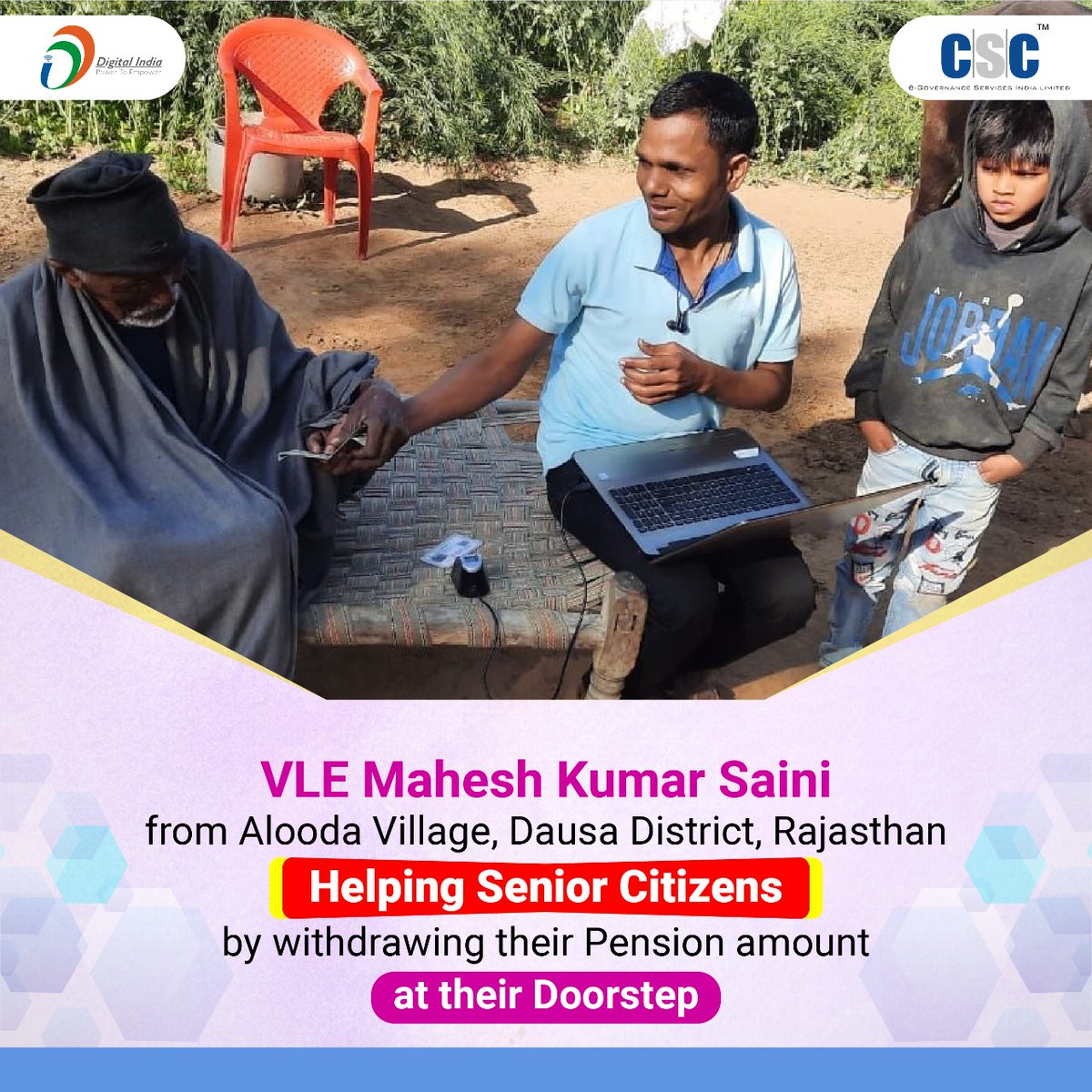 Mahesh_CSC's tweet photo. #नमस्कार_सी_एस_सी
#CSC_SPV ने मुझे मजदूरी के जाल से मुक्त कर #VLE बनाया जो आज मेरा परिवार खुश उसका श्रेय 100% CSC को जाता है। मुझे बड़ा गर्व है कि #आपश्री के मार्गदर्शन में कार्य कर रहा हूँ और भारतवर्ष के सबसे बड़े #CSC परिवार का हिस्सा हूँ!CSC मेरी पहचान 💪
@CSCegov_ https://t.co/hJegwKHWXu