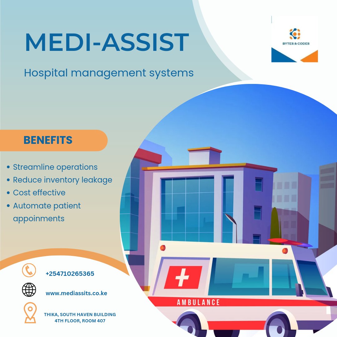 What are you using to manage your hospital 🏥 and  clinic?
Our hospital management systems 💻 are affordable and easy to use. Call us on 0710265365 for more information.

#hospitalsoftware #bytesandcodes