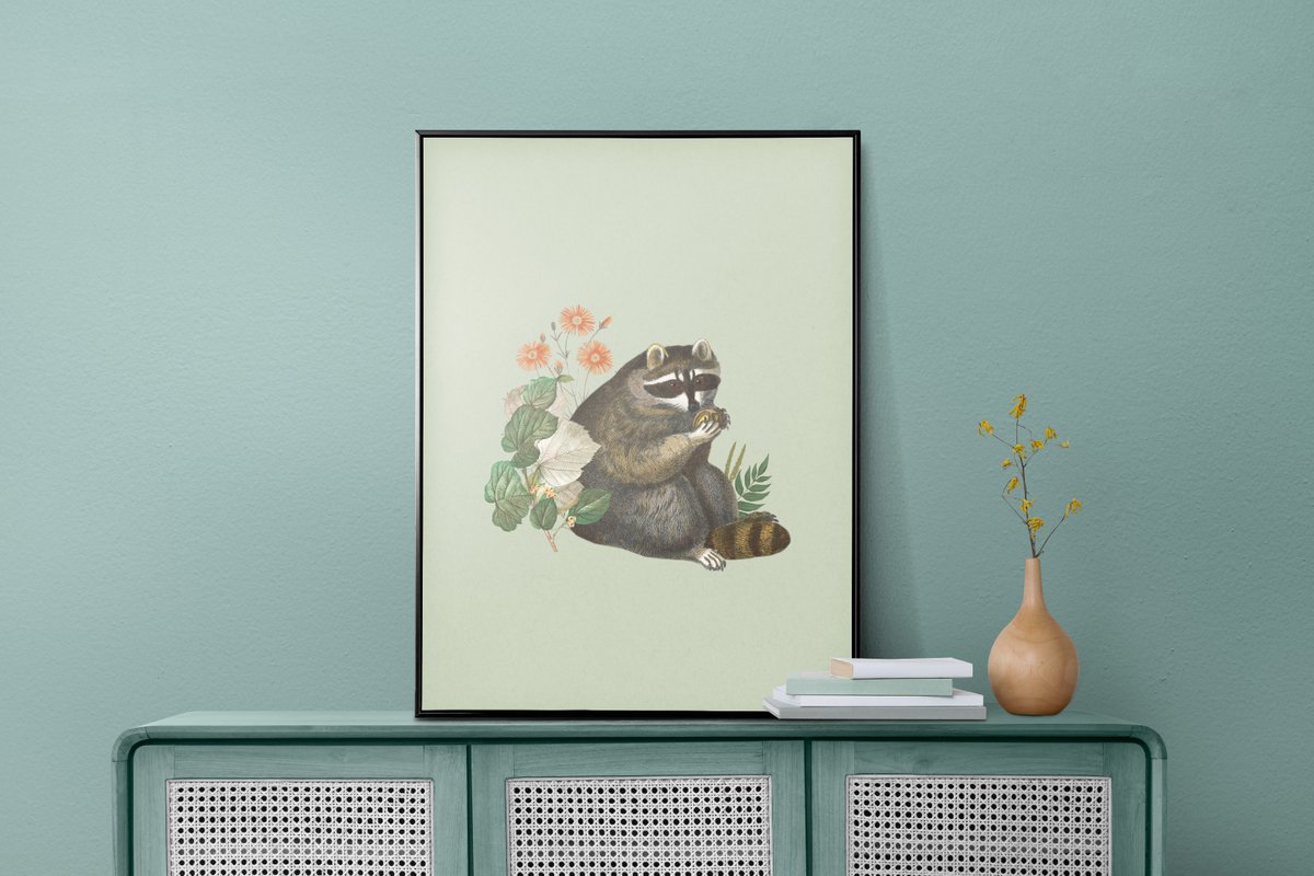 If your theme is woodland or you want to give a gift to someone who loves vintage art, this would be the piece for you.  Get yours now by clicking the link in our bio. #linkinbio #vintageraccoon #woodlandbabyshower #woodlandanimals #bohonursery #forestanimal #babyanimals