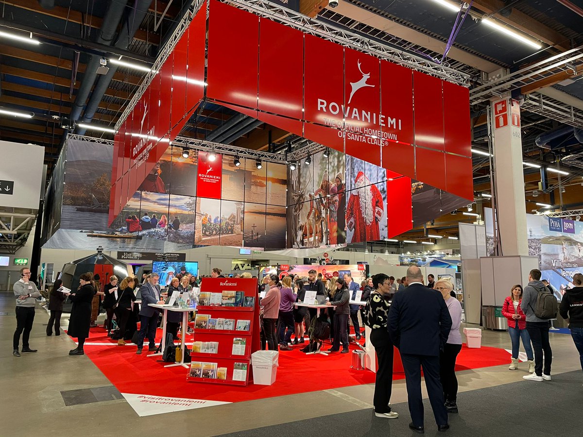#VisitRovaniemi at the #MatkaNordicTravelFair #Matkamessut in Helsinki. Our stand 6b48 is busy already. Later this week, in our stand, you can write a letter to #SantaClaus or take part in a competition where you can win a summer holiday in #Rovaniemi Hope to see you there!