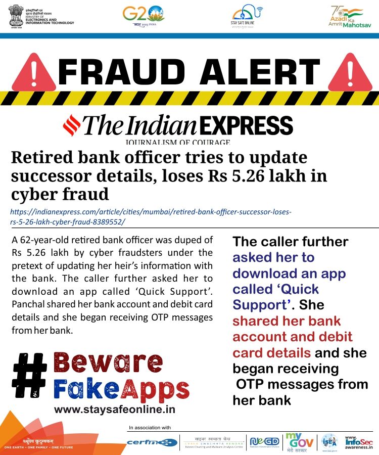 InfoSecAwa's tweet image. #StaySafeOnline #infosecawareness
#scamalert #fraud 
#BeSafe #StaySafe #G20India #SSOIndia #MyGov #MeitY
