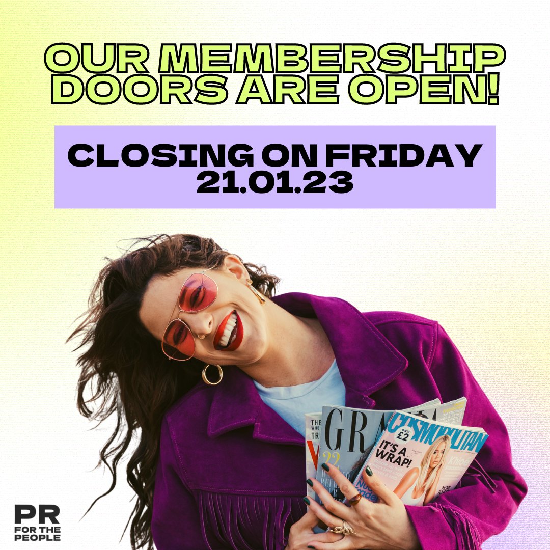 PR_forthePeople's tweet image. 🥳Our membership doors are open🥳

Sign up and get access to:
💚Daily #journorequest email
💚DIY PR Course
💚Co-working events 
💚Access to press contact database 
💚Monthly events with expert speakers &amp;amp; journalists

Closing 21.01.23

Link in bio to sign up #diypr #smallbusiness