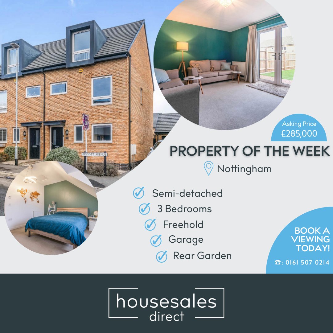 HSalesDirect's tweet photo. 🔥 Property of the Week 🔥

This 3-bedroom property in Nottingham has a spacious, bright and modern feel to it and is ideal for a first-time buyer.

Don't delay and book your viewing today!

View the property here: https://t.co/SPxTr6XMYD

#propertyinvestment #ukhousing #investor https://t.co/cQn8dw0D1a
