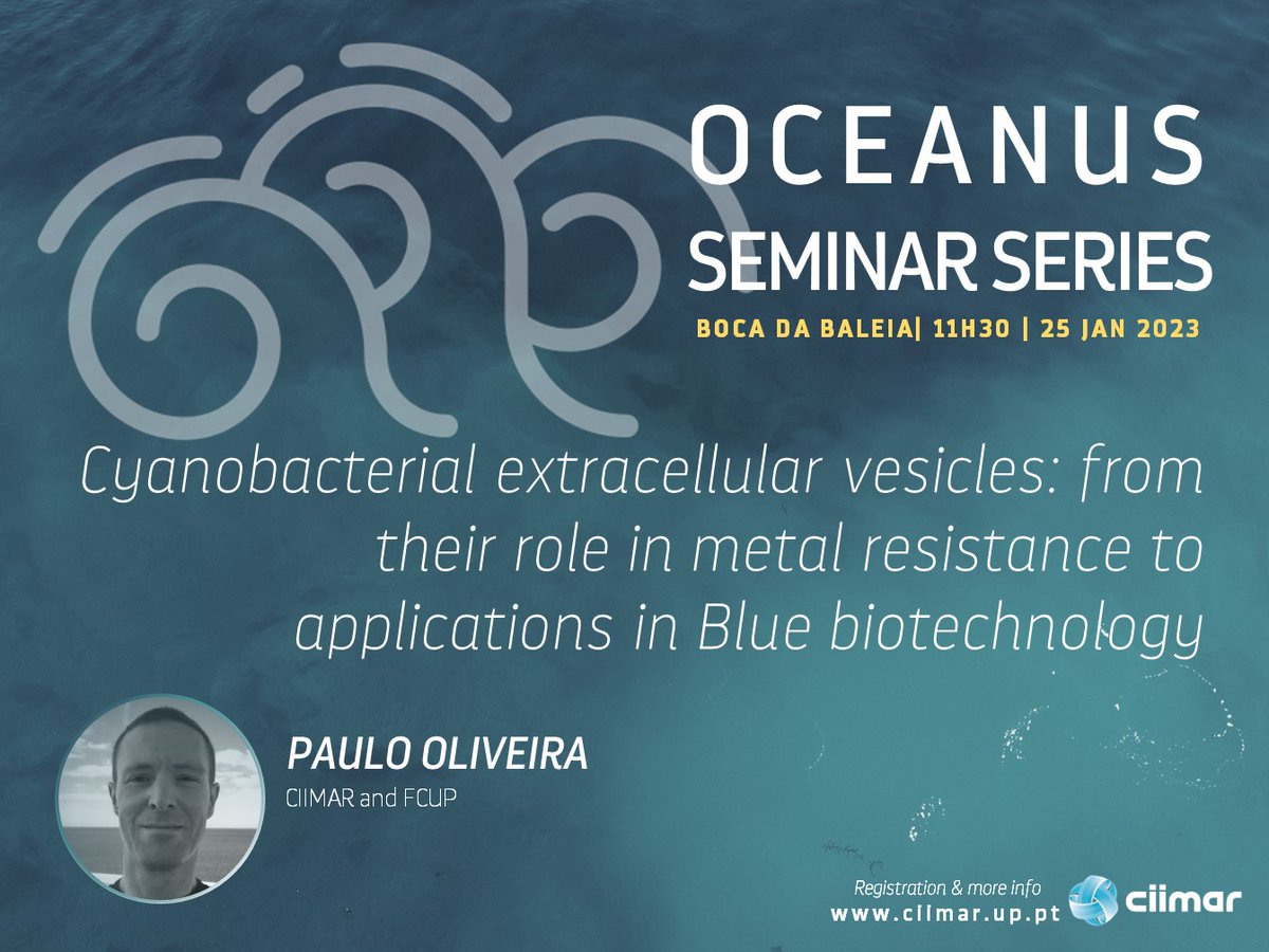 📌The next edition of CIIMAR's Oceanus seminar will be on Wednesday January 25th with the participation of Paulo Oliveira (CIIMAR and FCUP). 

The seminar will take place at  Boca da Baleia Auditorium.

Info at: www2.ciimar.up.pt/events.php?id=…

#CIIMARevents #CIIMARseminars
