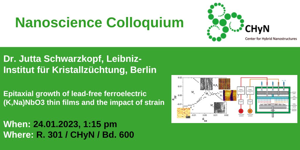 CHyN (@chyn_uniham) on Twitter photo Tuesday, January 24th. We are very pleased to announce the next talk within the "Nanoscience Colloquium" - CHyN meets HARBOR. Our speaker is Dr. Jutta Schwarzkopf, Leibniz-Institut Berlin <a href="/CHyN_UniHam/">CHyN</a> <a href="/desy/">DESY (Deutsch)</a> @DorotaKoziej <a href="/TUHamburg/">TU Hamburg</a> <a href="/harbor_unihh/">harbor_unihh</a> <a href="/unihh/">UniversitÀt Hamburg</a> <a href="/KoziejLab/">KoziejLab</a> Tuesday, January 24th. We are very pleased to announce the next talk within the "Nanoscience Colloquium" - CHyN meets HARBOR. Our speaker is Dr. Jutta Schwarzkopf, Leibniz-Institut Berlin <a href="/CHyN_UniHam/">CHyN</a> <a href="/desy/">DESY (Deutsch)</a> @DorotaKoziej <a href="/TUHamburg/">TU Hamburg</a> <a href="/harbor_unihh/">harbor_unihh</a> <a href="/unihh/">UniversitÀt Hamburg</a> <a href="/KoziejLab/">KoziejLab</a>
