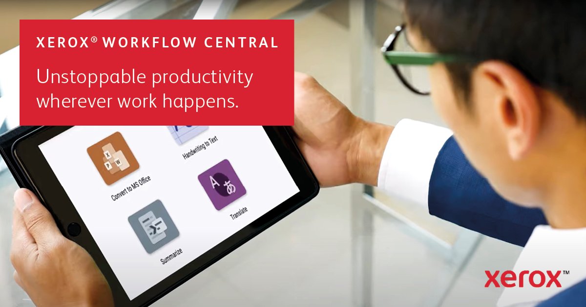 Transform physical and digital files instantly from multiple devices with <a href="/Xerox/">Xerox</a> Workflow Central. Quickly #redact info, #translate on the go, digitize handwritten notes and more!