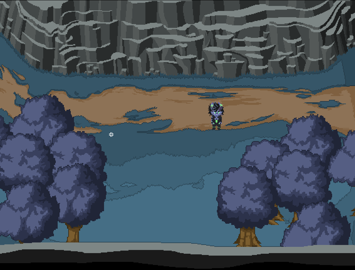 PadrieStr's tweet photo. The Trees didn't fit in, so I changed the grass a bit, added some outlines and changed some colors.
The final version will look blue, because this level is in the night, but it's still WIP.
#Indie #indiegames #pixelart https://t.co/VaNO1bErGk