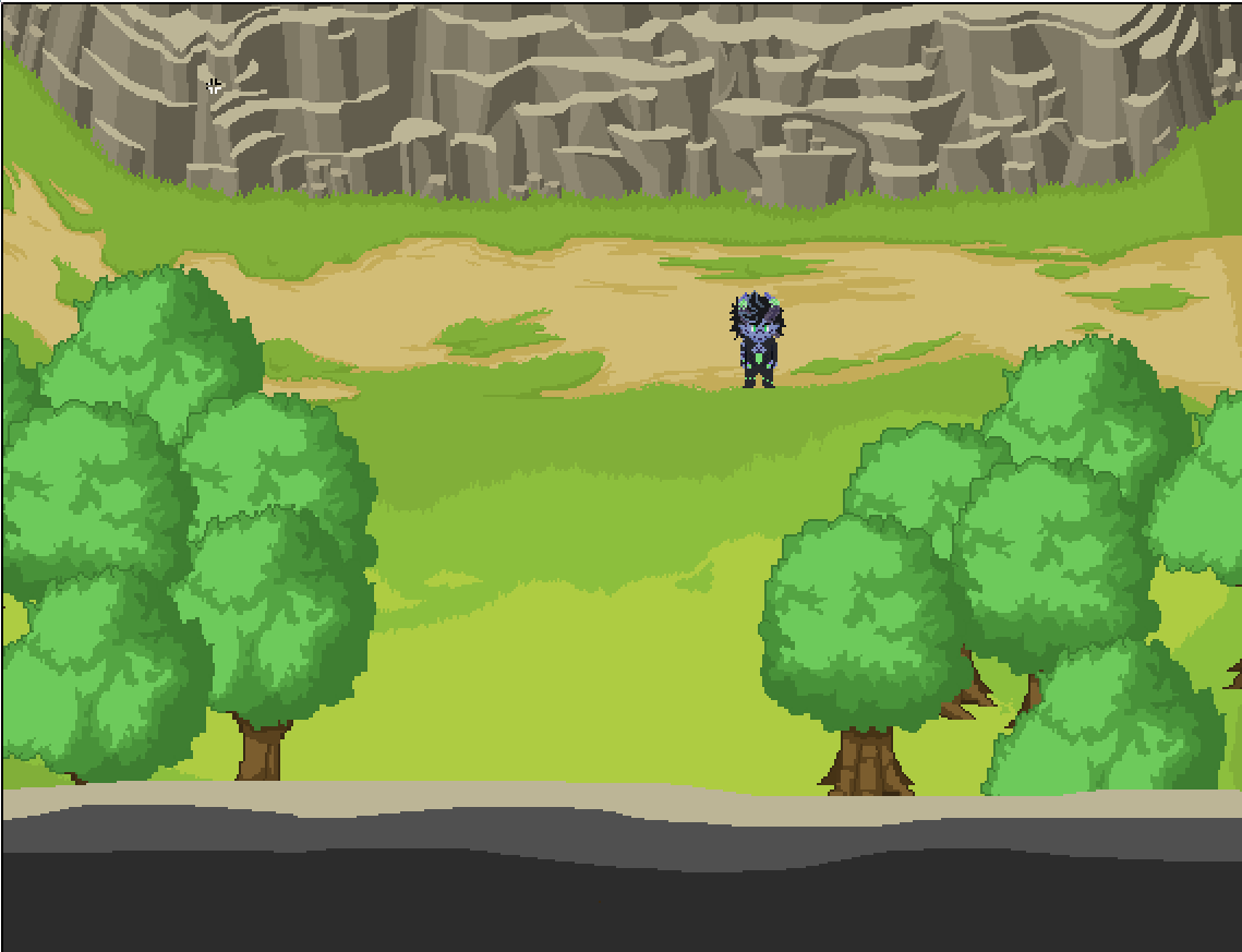 PadrieStr's tweet photo. The Trees didn't fit in, so I changed the grass a bit, added some outlines and changed some colors.
The final version will look blue, because this level is in the night, but it's still WIP.
#Indie #indiegames #pixelart https://t.co/VaNO1bErGk