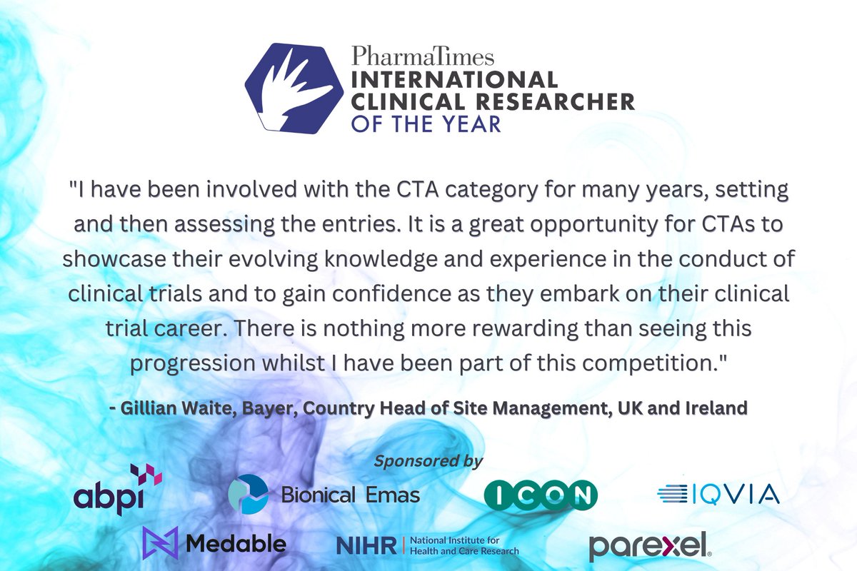 PharmaTimes's tweet photo. This category is designed to assess the required skills and competencies to be an organised and competent Clinical Trial Administrator.
Follow the link to enter in 2023:
https://t.co/IkslfnhQkD
#clinicalresearch #cta #pharma #pharmacompetition https://t.co/lpdeMfmVKG