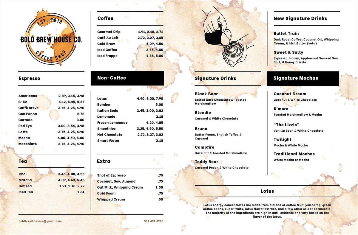 SweetShack1_2's tweet photo. New menu at Bold Brew House Co https://t.co/5pC1bBHCLI