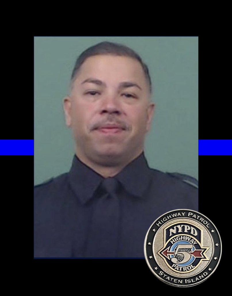NYCPBA's tweet photo. Remember our @NYPDHighway Unit 5 brother P.O. Daniel Sanchez, who lost his battle with line of duty illness one year ago today. He is not forgotten. #FidelisAdMortem https://t.co/hTJCqMKOzt
