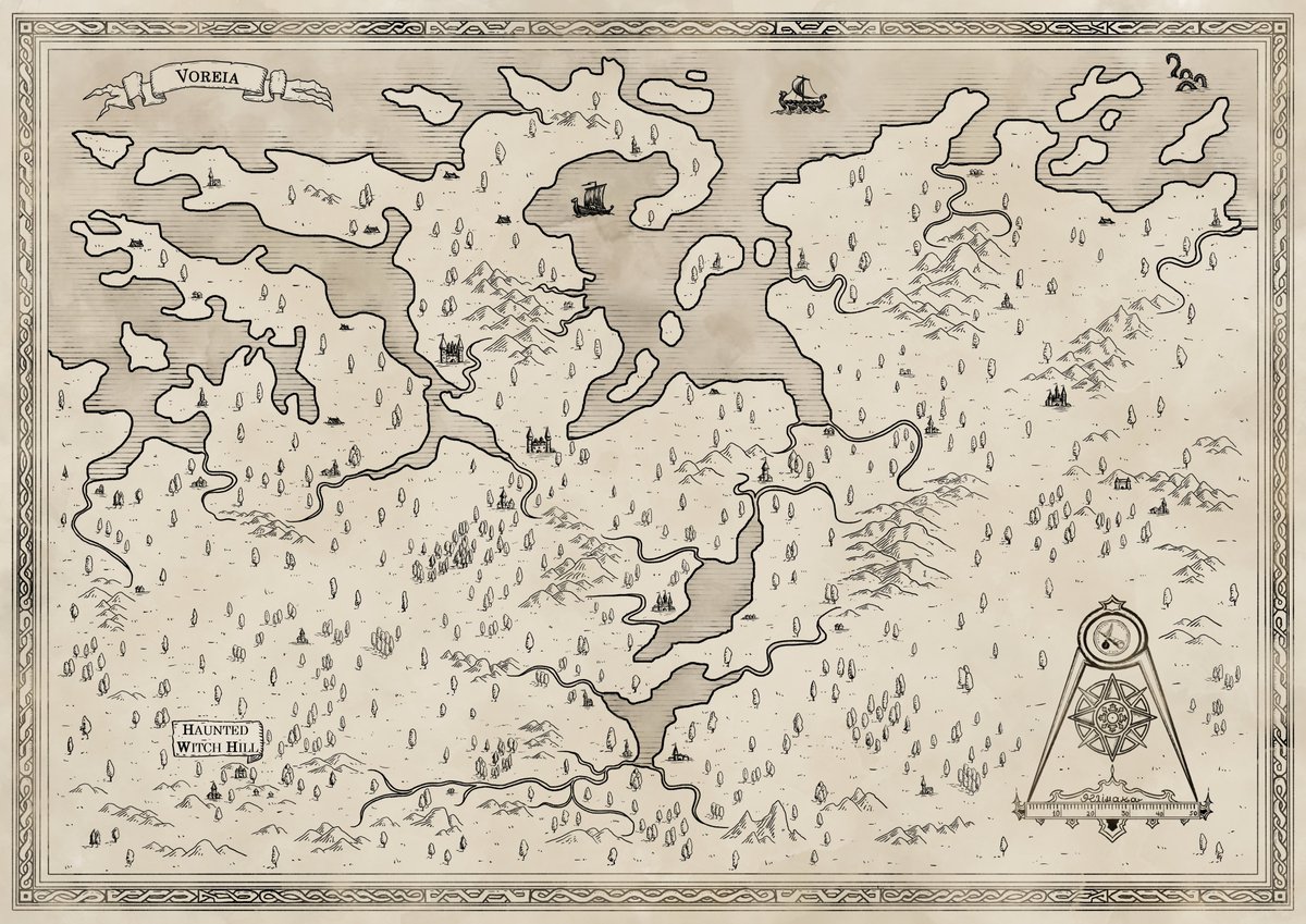 XploringMap's tweet photo. The land of Voreia.
Part of Hollow Adventures World.
.
.
#map #fantasyart #fantasymap #rpg #rpgmap #dnd #dndmap #cartography #gameart #mapping #ttrpg #adventure #systemneutral #osr #rpgzine #tabletoprpg #vtt #handdrawn #regionalmap https://t.co/WFuzaG5hW4