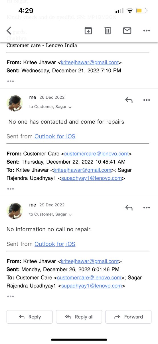 kriteejhawar's tweet photo. @Lenovo @Lenovo_in This is how you scan innocent customers. First you sell faulty machines and then you dont repair it. Finally you agreed to replace my machine and after few days refused. These photos are proof of my struggle. I will take this to the @jagograhakjago https://t.co/63e9vEtb3w
