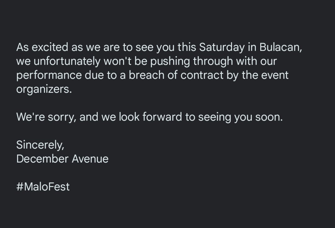decemberave's tweet photo. To our friends in Bulacan.
#MaloFest
@MaloFestReal https://t.co/rUgBpuDVCM