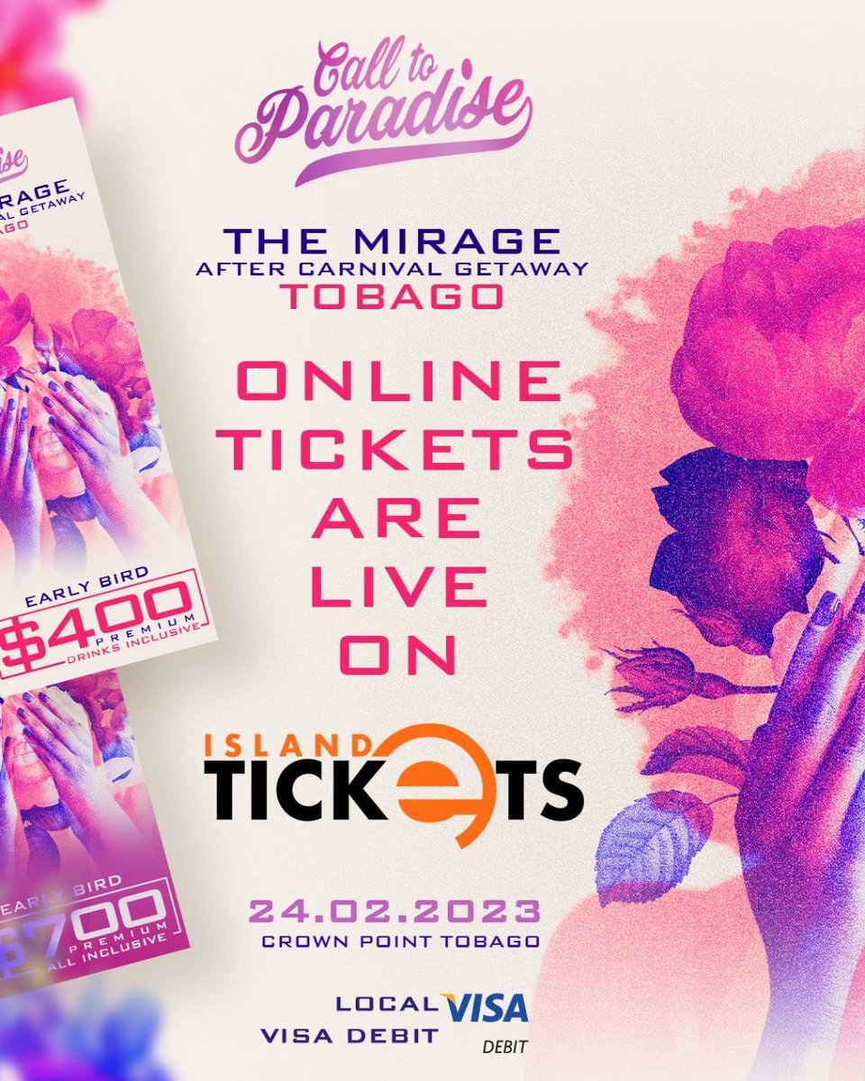 Clarke8681's tweet photo. #CTP4 #TOBAGO #MIRAGE #PARADISE  #AFTERCARNIVAL  #TRINIDAD #TRINIDADCARNIVAL2023 #CARNIVAL2023 #SOCA #FETE #ALLINCLUSIVE  #PREMIUMDRINKS #EXPERIENCE

Check out this event I found on Island eTickets https://t.co/1qbx4282Qz https://t.co/P5W8xPA697