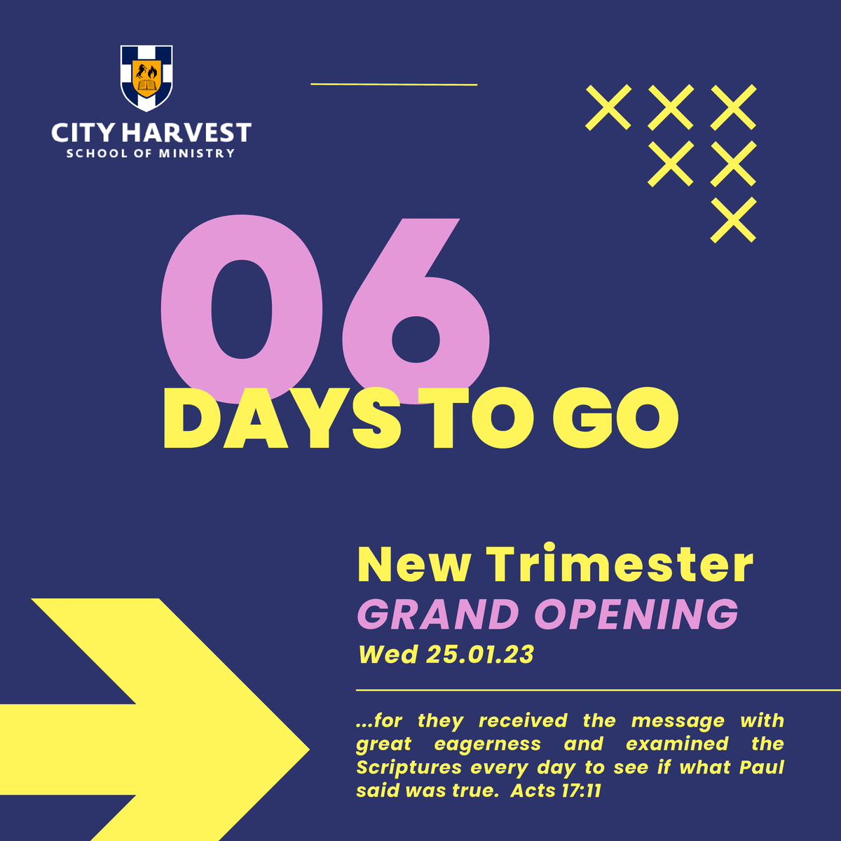 CityHarvestGo's tweet photo. Just 6 days to go!!! 💥💥
We are set and ready to start a new trimester.

Apply now!!! visit https://t.co/q76V4hEQkp
 #CHS2023 #CHSapply #CHSGo https://t.co/OHsz6Uy8T9