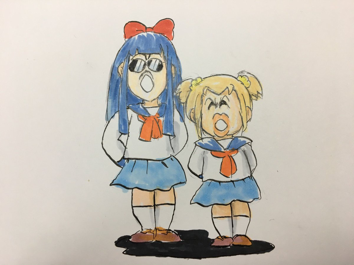 ピピ美 ,ポプ子 「#原作を隣に貼らなくても何のパロディか気づいてわかりやすいツーショット?もしアニ」|ふるゆきのイラスト