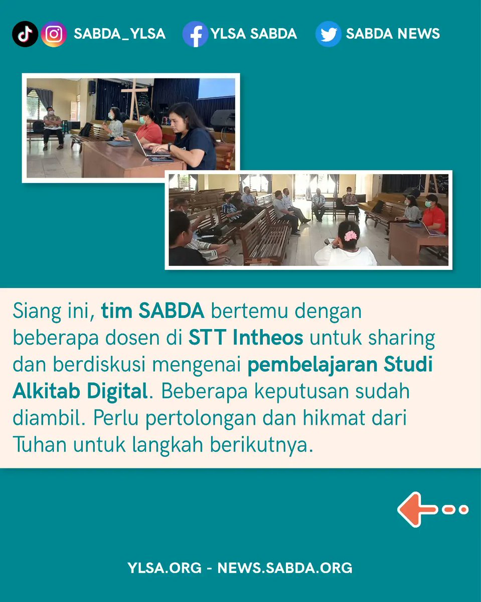 sabda_ylsa's tweet photo. Mengucap syukur untuk kesempatan yang Tuhan berikan untuk kita semua melayani Dia. Mari simak bersama kegiatan SABDA sepanjang hari ini dalam SABDA Daily 19 Januari 2023!
Untuk mendapatkan info selengkapnya, mari kunjungi https://t.co/uBRpNvuUjd!
#news #SABDA #YLSA #daily https://t.co/jHS1PSfrh3