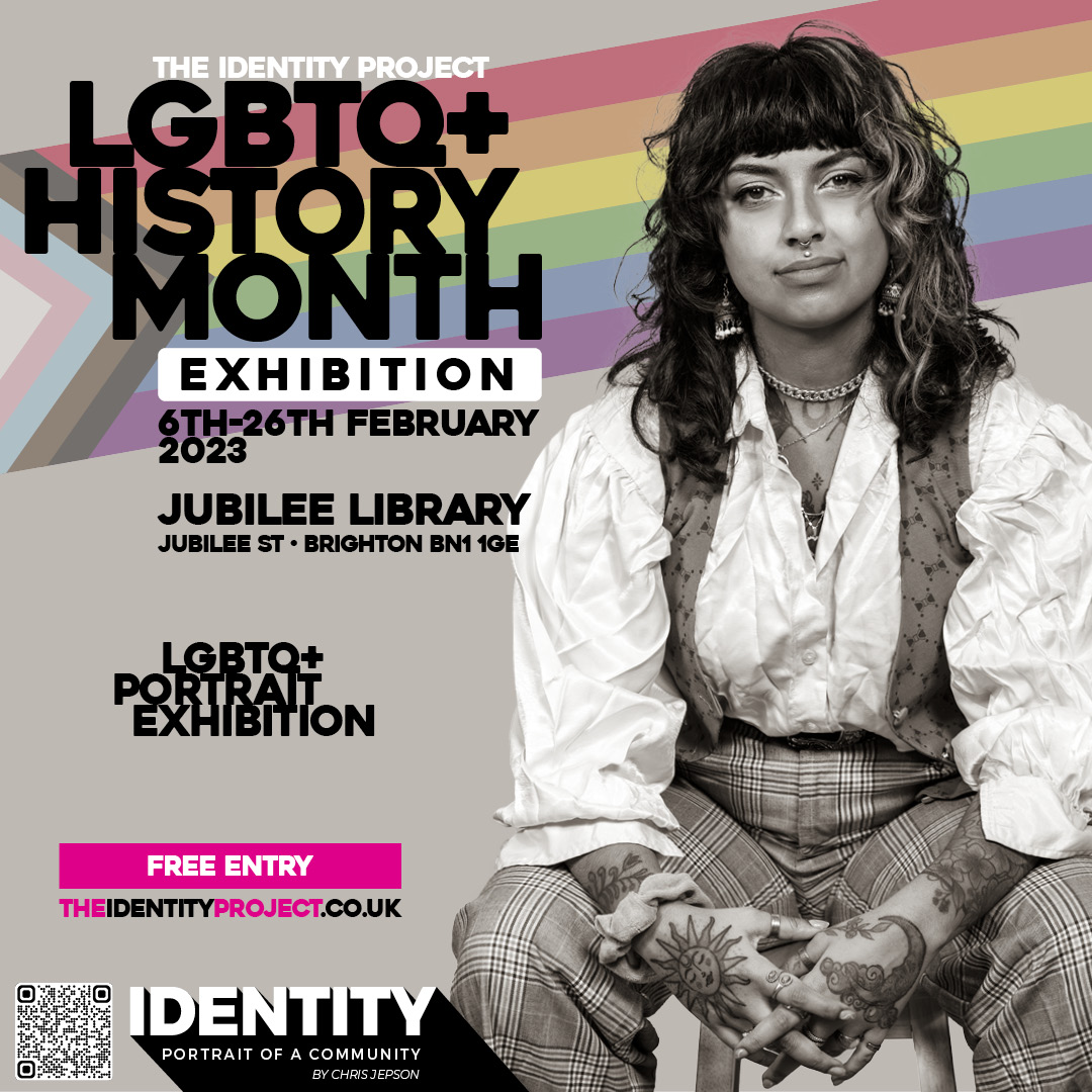 ChrisJepson's tweet photo. Delighted to welcome @izzydrag0n to The Identity Project - a portrait of the LGBTQ+ community.
Free exhibition for LGBT+ History Month at Jubilee Library @BHLibraries 06-26 Feb 2023.
I am fundraising to cover the print and production costs.
Can you help?
https://t.co/WBM85W7AeY https://t.co/5HQ46MpM05