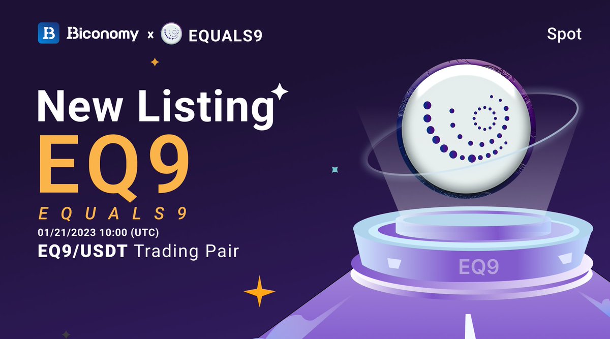 BiconomyCom's tweet photo. 🔥NEW LISTING🚀

#BiconomyExchange will list @TokenEQ9 with $EQ9 / $USDT Trading Pair 🚀

📆 Listing Time: 10:00 on 21st January 2023 (UTC).

Full Details: https://t.co/BJ1dVNEK1m

#Biconomy #BIT #Crypto #Cryptocurency #Altcoin #Cryptos #cryptomarket #CryptoNews #EQ9 #equals9 https://t.co/FIxVTXBiBX