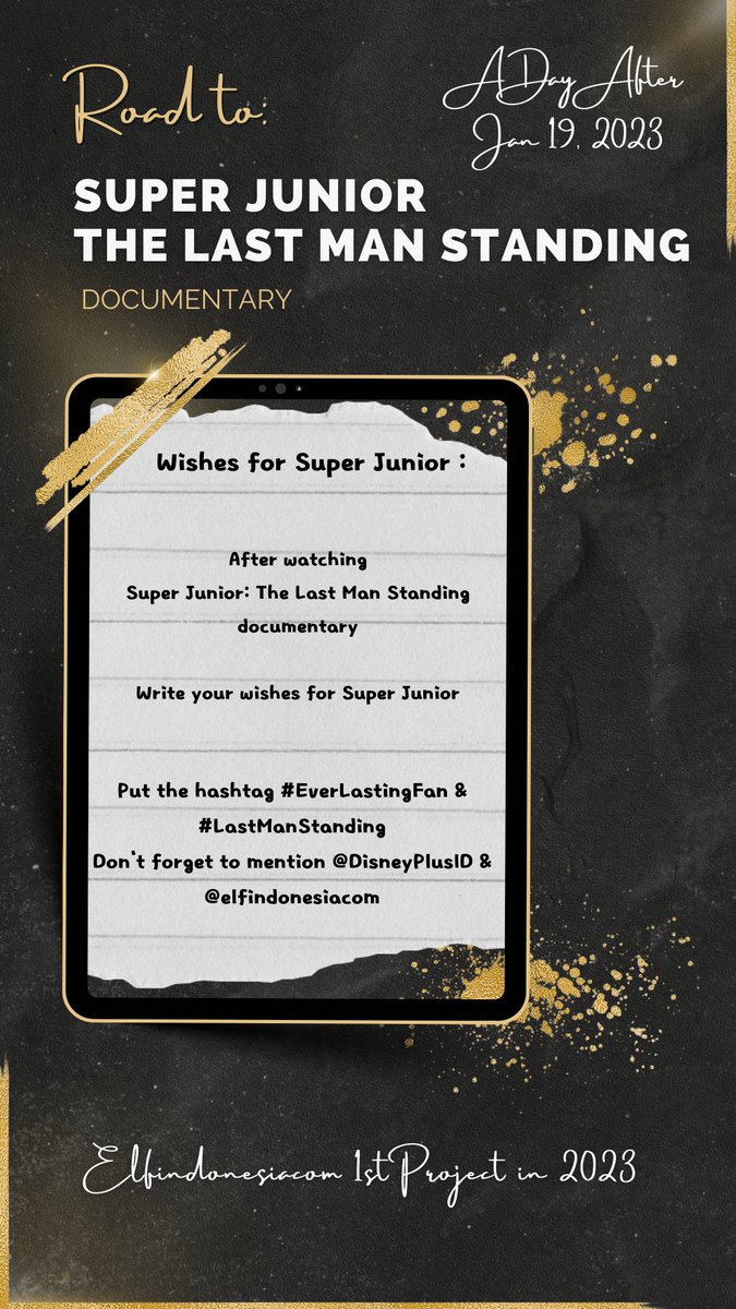 elfindonesiacom's tweet photo. [D+1] Road to
Super Junior : The Last Man Standing

🚩🚩🚩🚩🚩
Write your wishes in a tweet for our SUPER JUNIOR..!!

@DisneyPlusID @SJofficial 
#EverLastingFan #LastManStanding https://t.co/VZGC3Fv1GF