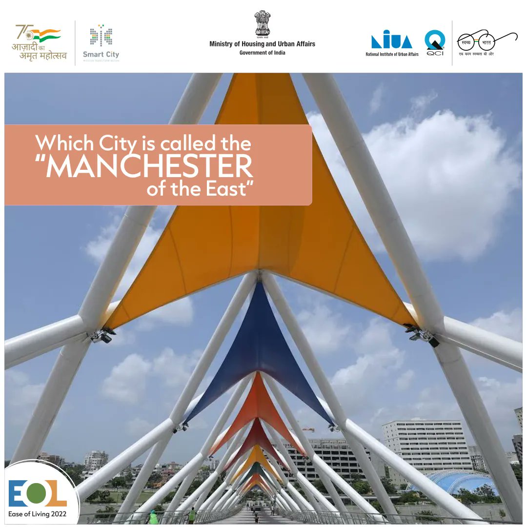 Can you guess this City?
Hint: This city famous for it's textile industry.

Share your opinion: buff.ly/3WSATkn
#easeofliving2022 #YeMeraSheharHai #MyCityMyPride