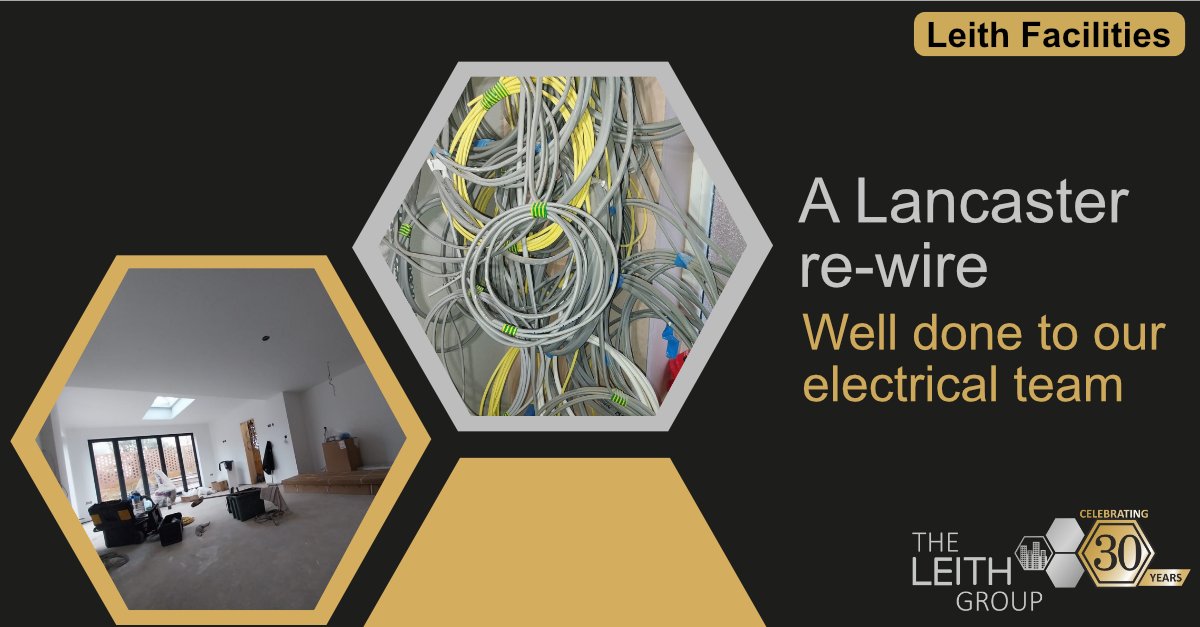 LeithPlanning's tweet photo. The Electrical Team have been hard at work in Lancaster following a full re-wire. The team are now preparing to start work on the second fix. Great to see a project nearing completion.

#growthmindset #theleithgroup #planning #facilitiesmanagement https://t.co/K15PkGuJE5