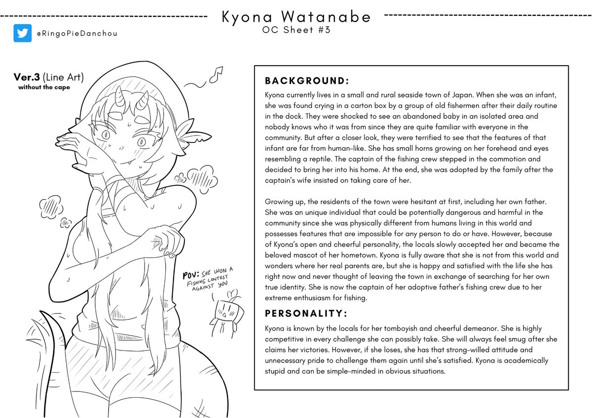 Meet my OC, Kyona Watanabe! A fire Lindwyrm living in a small seaside town. 🍎

If you have any questions about her, feel free to ask! 

Art: #AppleKyonArt
18+: #KyonaLewd 
