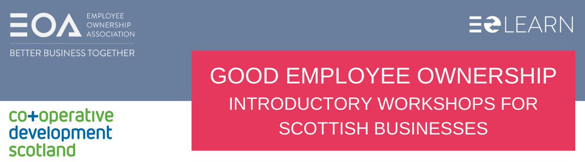 @cdscotand, in partnership with <a href="/EmployeeOwned/">Employee Ownership Association (eoa)</a>, is offering free workshops in March for Scottish #employeeowned businesses or those in transition to introduce the key principles of ‘Good EO’.
Book now bit.ly/3ZRX4c7