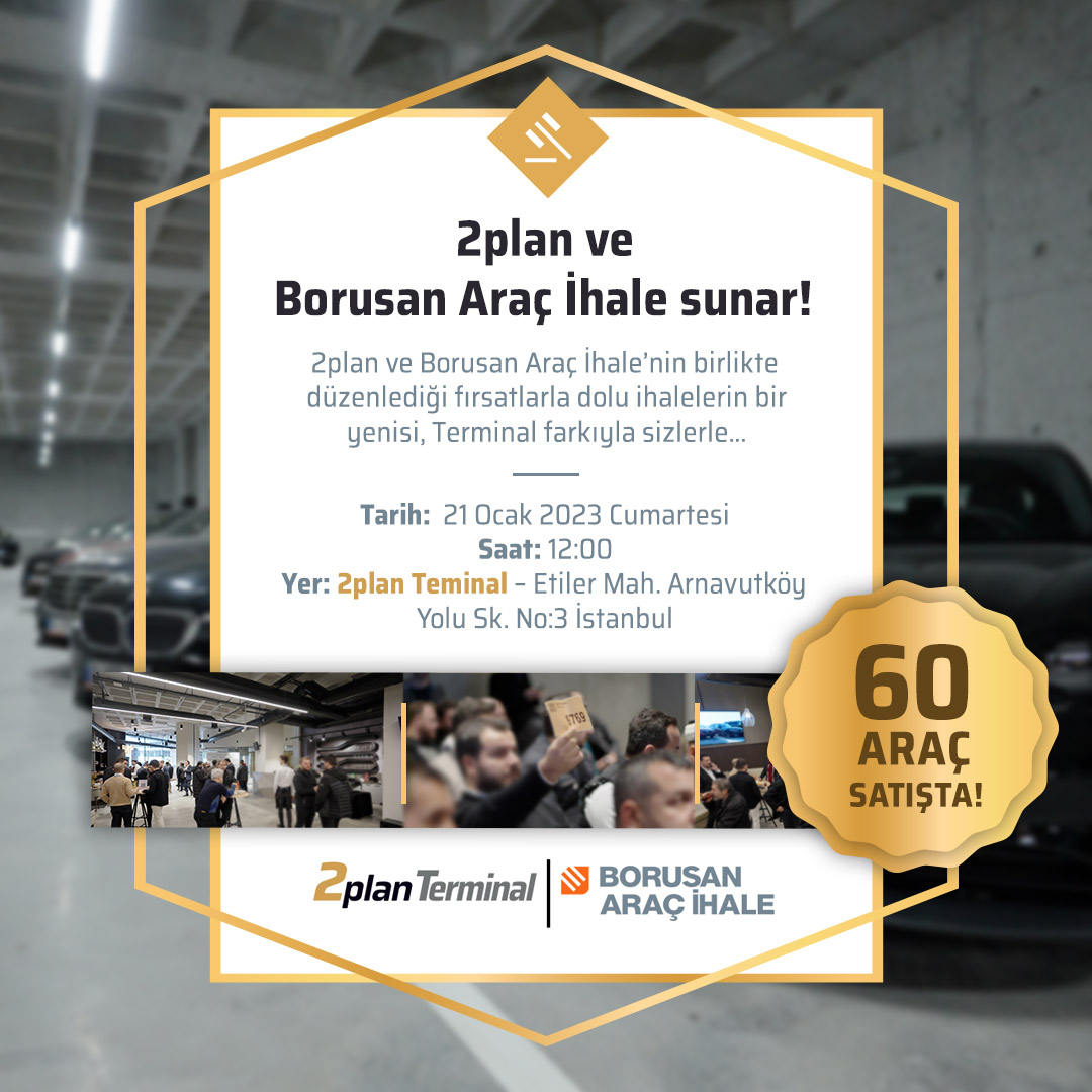 2plantr's tweet image. 2plan ve Borusan Araç İhale'nin birlikte düzenlediği fırsatlarla dolu ihalelerin bir yenisi, Terminal farkıyla sizlerle...

Tarih: 21 Ocak 2023 Cumartesi
Saat: 12:00
Yer: 2plan Terminal - Etiler Mah. Arnavutköy Yolu Sk. No:3 İstanbul

#2plan #2planTerminal #borusanaraçi̇hale