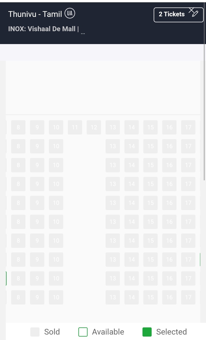 #Thunivu Sold Out Shows at Inox Vishaal De Mall - Madurai, poor bookings for Varisu not even 30% Occupancy shows.