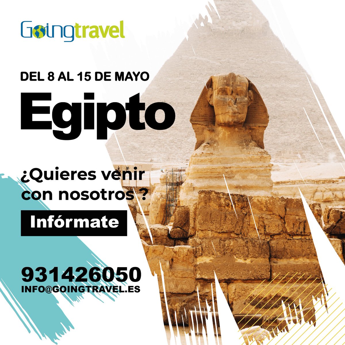 🗺️ OFERTA #GOINGTRAVEL

🇪🇬 #Egipto
📅 8- 15 Mayo

El camino es fácil: contacta con nuestra agencia y no te preocupes de nada más. 😊

¡AÑADE AVENTURAS Y EXPERIENCIAS CON #GOINGTRAVEL! ✈️

ℹ️ Más información
📞 931426050
🌐 Goingtravel.es

#Egipto #GoingTravel