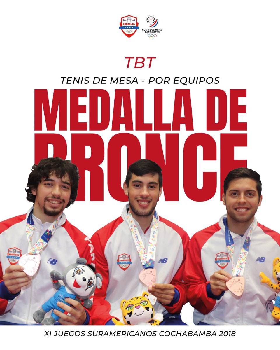 coparaguay's tweet photo. Jueves de tbt, jueves de buenos recuerdos 🔙🤩

Hoy recordamos al equipo de @fptmparaguay, quiénes subieron al podio en el XI Juegos Suramericanos Cochabamba 2018 🏓🥉

¡Vamos por más! 🇵🇾💪🏽

#ParaguayPuede #TeamParaguay #tbt https://t.co/27lCvW7JDf