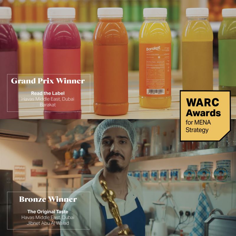 Great results from the <a href="/WARCEditors/">WARC</a> Awards for MENA Strategy:
🌟 Grand Prix for Barakat  - Read the Label
🥉 Bronze for Jibnet Abu Al Walad, Bel - The Original Taste

Congratulations to our <a href="/HavasMiddleEast/">Havas Middle East</a> team!