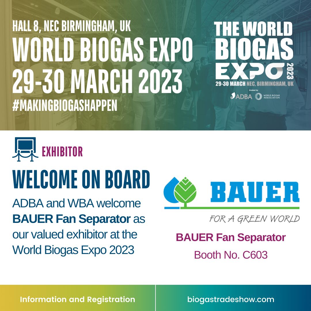 Welcome to <a href="/Bauer_FAN_UK/">Bauer_UK</a> (Hall 8, Booth No. C603) as our valued exhibitor at the #WorldBiogasExpo2023, who will be exhibiting on the 29th - 30th March 2023 at the The NEC Birmingham, UK #MakingBiogasHappen

👉Register #Free: lnkd.in/eKZNNsFW
