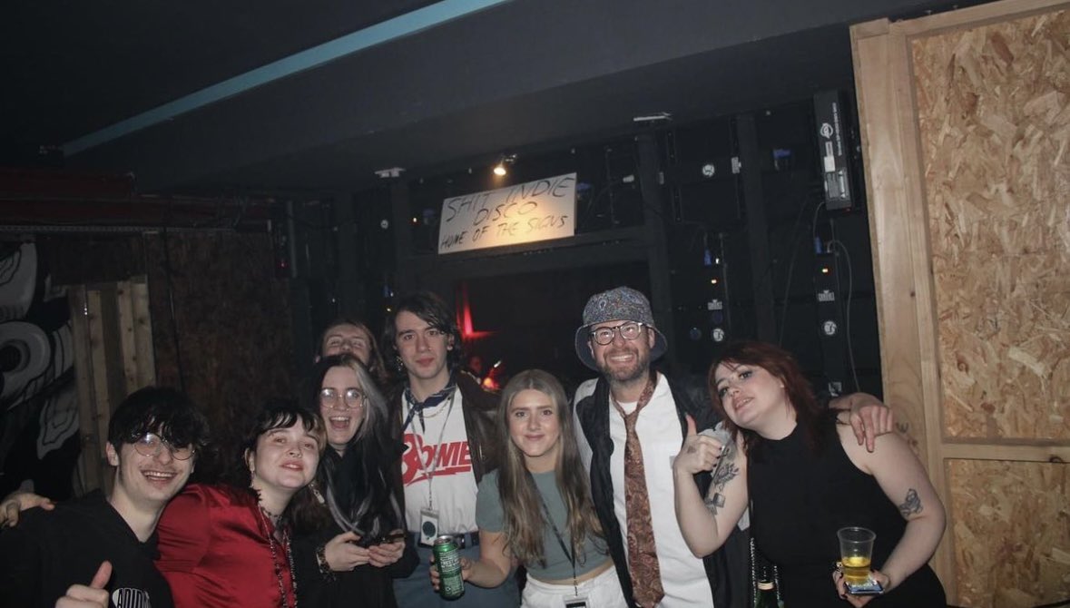 Shitindiedisco's tweet photo. amazing to have @CrawlersHQ in last thursday - shout out to holly for getting a bit of @BCNRband on the playlist!

deffo be playing some crawlers again tonight!

all 5 rooms of music open again tonight! 🪩💫🎉 https://t.co/KHbG1vgy1D