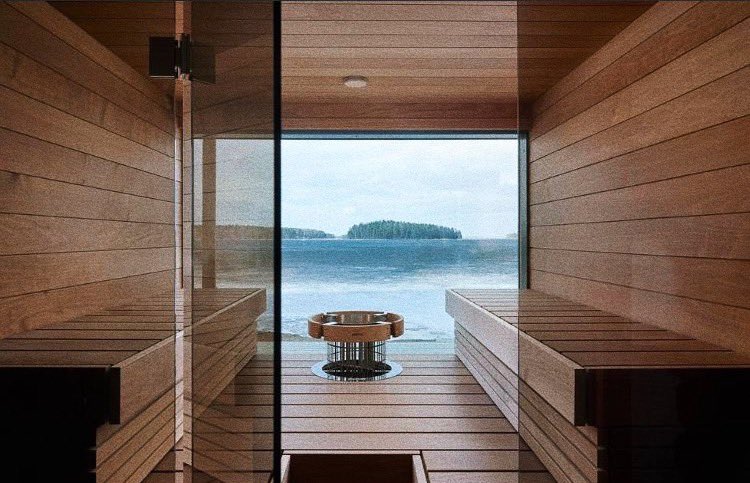 SolBrah's tweet photo. I’d thoroughly enjoy  an open water facing sauna https://t.co/QrvqGQAzqj