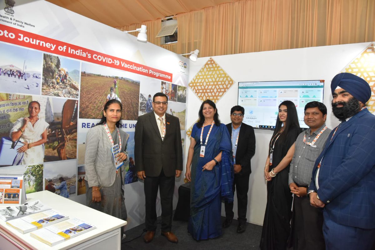 UNDP_India's tweet image. Bringing #DigitalHealthcare to the 🌏.

@MoHFW_INDIA's #eVINIndia, #CoWIN &amp;amp; #UWIN initiatives, were showcased as 🇮🇳's key digital health innovations at the 1st #G20 Health Working Group meeting.

@UNDP_India is proud to support Govt of India's efforts to transform healthcare.