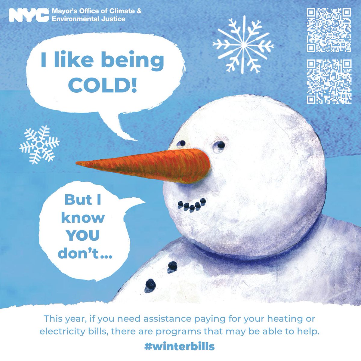 MayorsPEU's tweet photo. Snowmen may like the cold, but a lot of New Yorkers don't!
If you need assistance paying for your heating or electricity bills, these programs that could help:
➡️https://t.co/fSri6j8lje
➡️https://t.co/4vQW8SOEaH
#WinterBills
@nycgov @ConEdison @nationalgrid @NYClimate https://t.co/DjvEW5HxnV