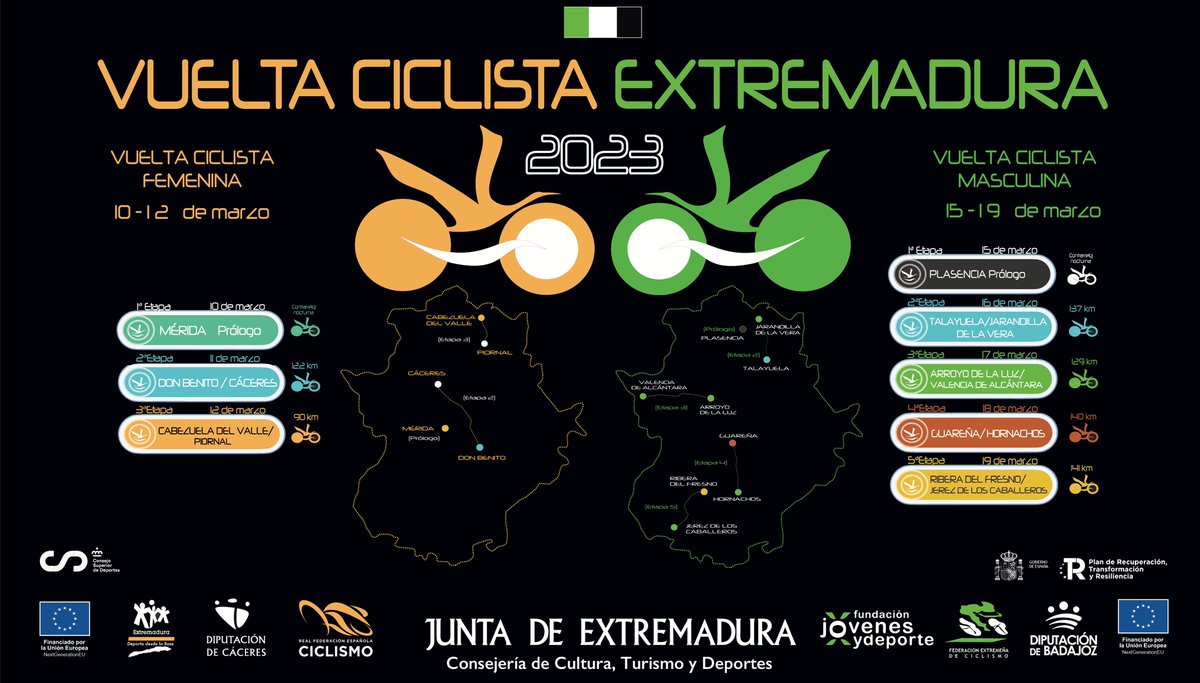 🚴🏻🚴🏻‍♀️ ¡Y aquí tenemos los recorridos de <a href="/vuelta_ex/">Vuelta Extremadura 2026</a> 2023!
Y el vídeo promocional 👇🏻
📺 youtu.be/_YEA_Qc83xc
#ExtremaduraEnFitur