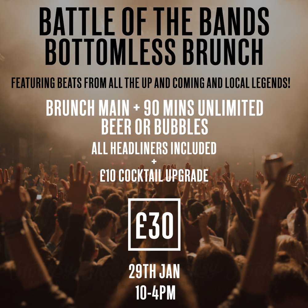 ✨BATTLE OF THE BANDS BRUNCH✨

Bottomless bevvies &amp; banging beats?! Belter.
We'll be playing music from up &amp; coming &amp; local legends, plus live music from Tabi Gervis between 1 &amp; 4 PM!

Bookings only, so grab yours online now!

#bottomlessbrunch #livemusic #brewdog #liverpool