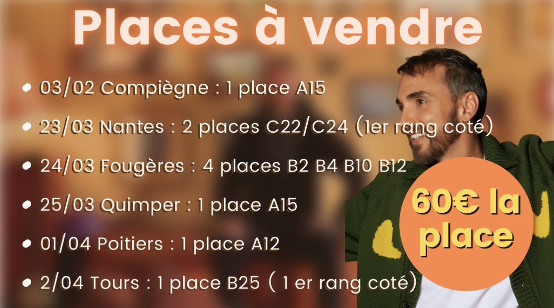 Charliiine__'s tweet photo. 🚨PLACES A VENDRE . Pour la nouvelle tournée de @cwillem . Cc (@Sev_____ @Virginie_fle ) https://t.co/OIntVB0IEL