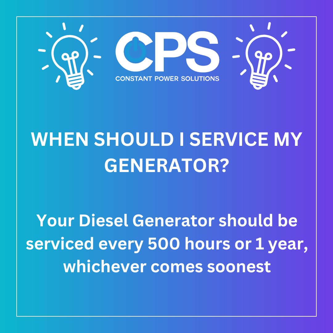CPSGenerators's tweet photo. One of our frequently asked questions: "When should I service my diesel generator?" Check out our website for more F&amp;Q's https://t.co/VudCBBaRTv

#generator #servicing #fmsolutions #power #emergencypower #energycrisis #backuppower https://t.co/Y6WvxU5jQ6