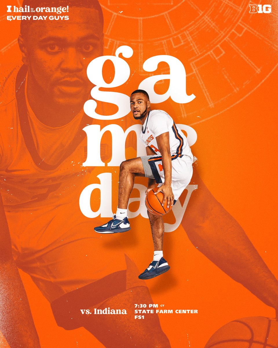 IlliniMBB's tweet photo. 🚨 𝐆𝐀𝐌𝐄 𝐃𝐀𝐘 🚨

🆚 Indiana
📍 @StateFarmCenter 
⏰ 7:30 PM CT
📺 FS1
🎟 https://t.co/K2Jxl4sfYi

#Illini | #HTTO | #EveryDayGuys https://t.co/HNQbRZujKf