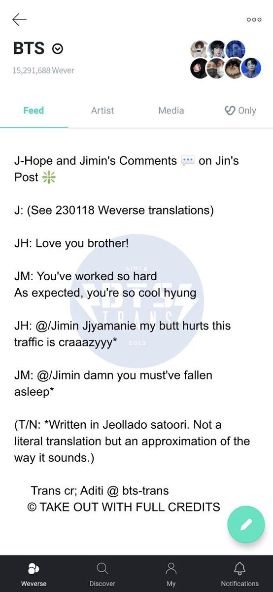 BTS Translations / Bangtansubs on X: 180218 @BTS_twt Jin's Tweet