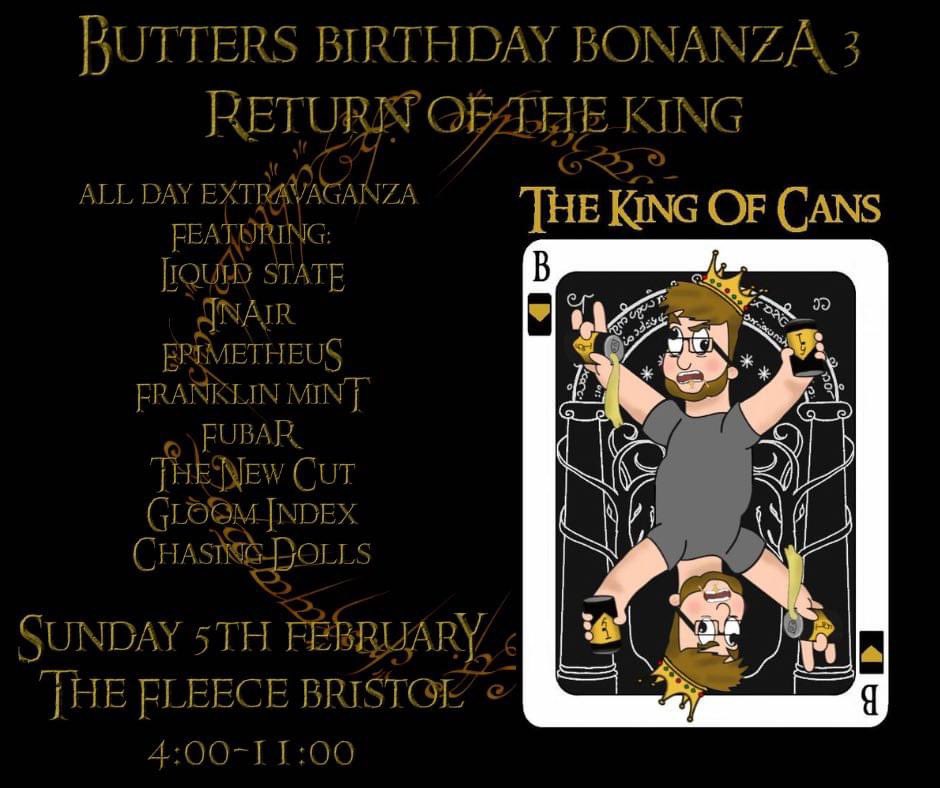 Sunday 5th of Feb we hit up The Fleece in Bristol - tickets - eventbrite.co.uk/e/butters-birt…