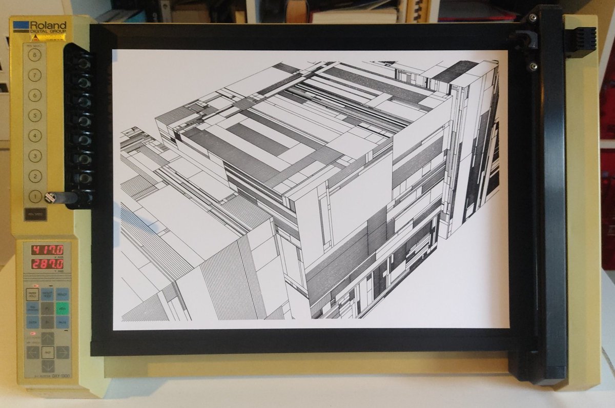MAKIO135's tweet photo. Classic generative weirdo break between projects: Using @observablehq and the WebSerial API to control a Roland DXY-1300 plotter
https://t.co/31KddHmIhJ

Special thanks to @v3ga 🙌

#generative #plotter #plottertwitter #genuary #genuary2023 #weirdo https://t.co/nmN7UR1yzt